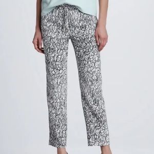 Diane Von Furstenberg BENNETT Silk Printed Pant Scribble Maze Size 4